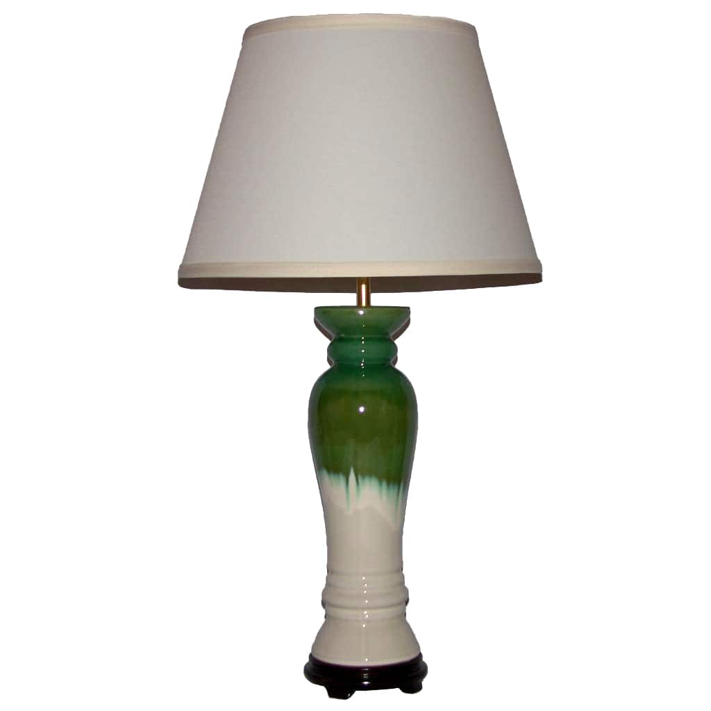 Crown Lighting 1-light White with Green and Blue Drip Column Table Lamp