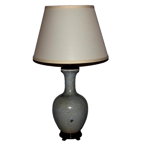 Distressed Light Blue Crackle Vessel Table Lamp