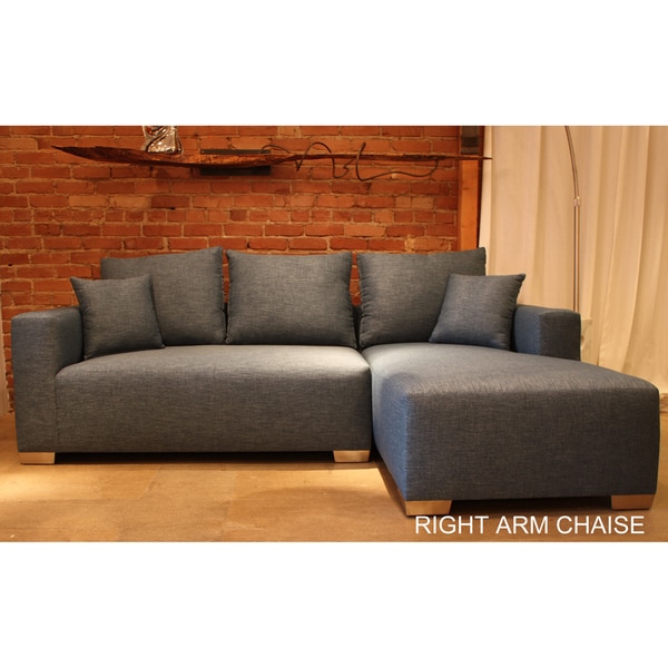 Decenni Custom Furniture 'Romeo' Blue Compact Sectional Sofa