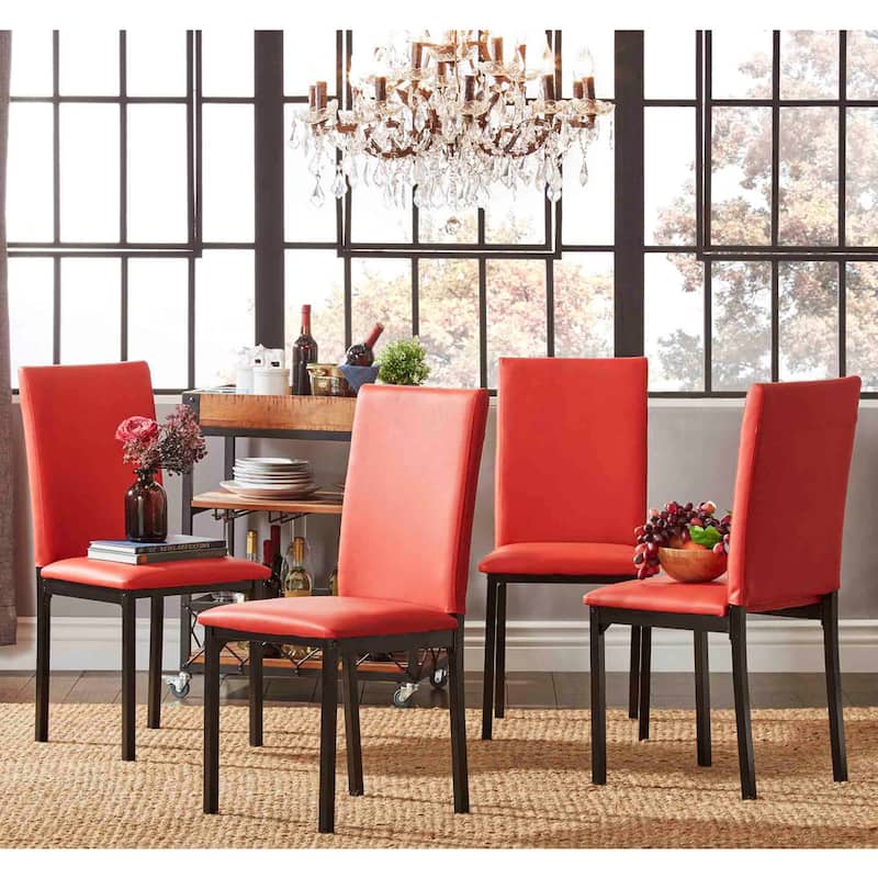 Darcy Metal Upholstered Dining Chair (Set of 4) by iNSPIRE Q Bold - Red