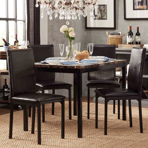 marble top 5 piece dining set