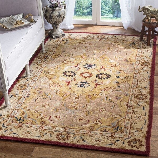 Safavieh Handmade Anatolia Oriental Traditional Gold/ Ivory Hand-spun Wool Rug - 8' x 10'