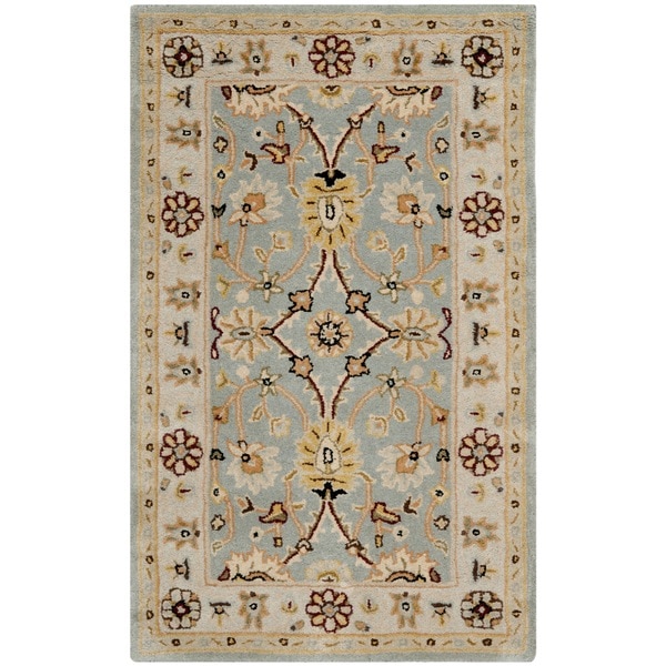 Handmade Kerman Light Blue/ Ivory Gold Wool Rug (3' x 5') Safavieh 3x5   4x6 Rugs