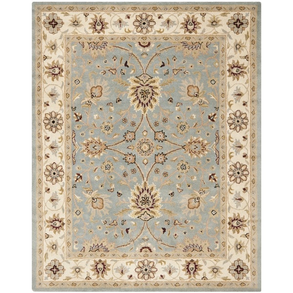 Safavieh Handmade Kerman Light Blue/ Ivory Gold Wool Rug - 7'6 x 9'6
