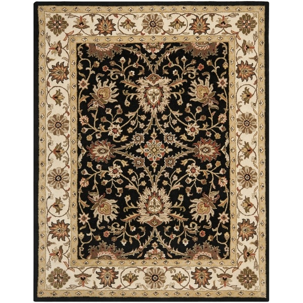 Safavieh Handmade Kerman Black/ Ivory Gold Wool Rug (9'6 x 13'6)