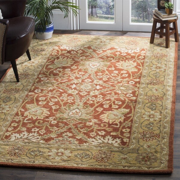Safavieh Handmade Kerman Rust/ Gold Wool Rug (6' x 9')