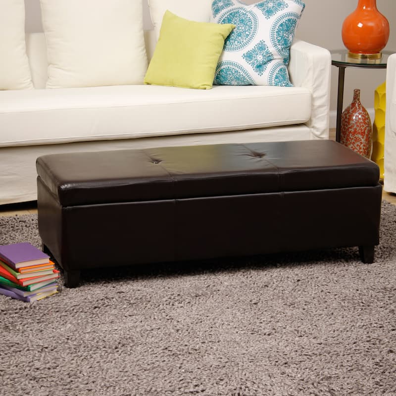 Warehouse of Tiffany 'Sharon' Button Tufted Storage Bench - Brown