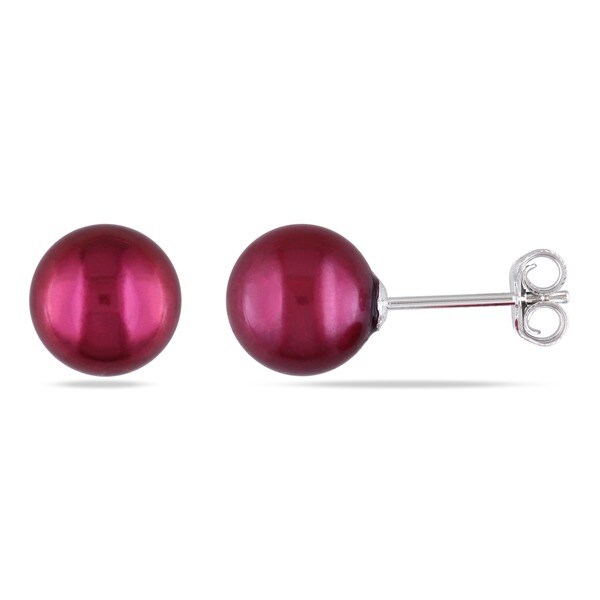 Miadora Sterling Silver Cranberry Pearl Stud Earrings 8 5 9 Mm Miadora Sterling Silver Cranberry Pearl Stud Earrings 8 5 9 Mm