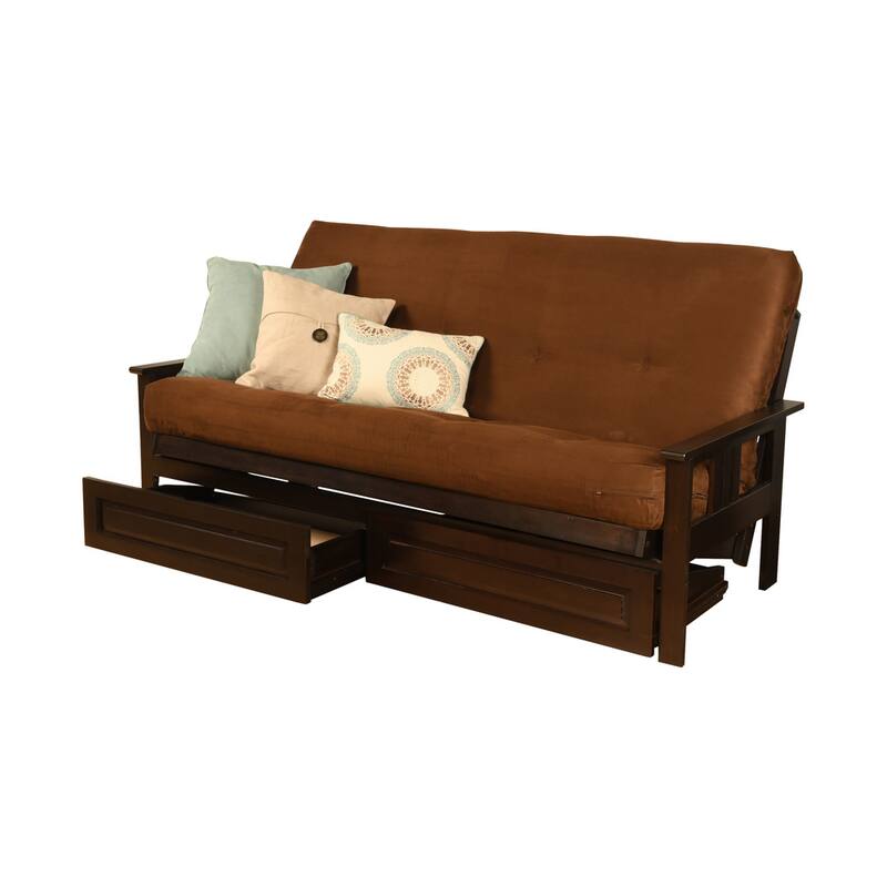 Porch & Den DeSoto Espresso Full-size Wood Storage Futon Set with Mattress