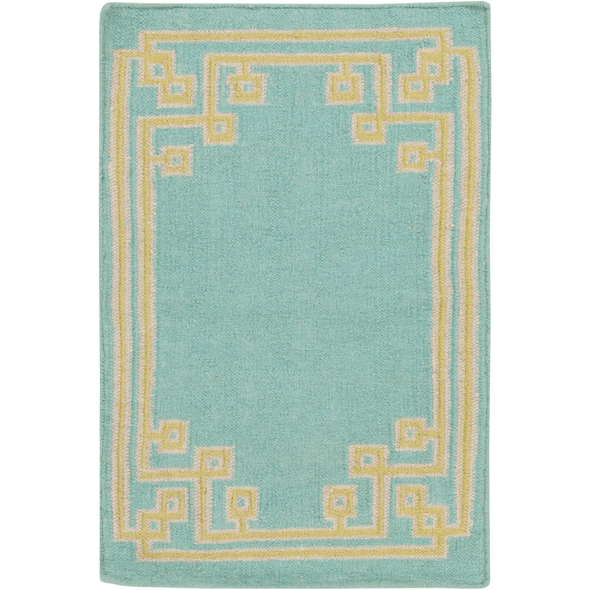 Beth Lacefield Hand woven Ahren Flatweave Reversible Sky Blue Wool Rug (2 X 3)