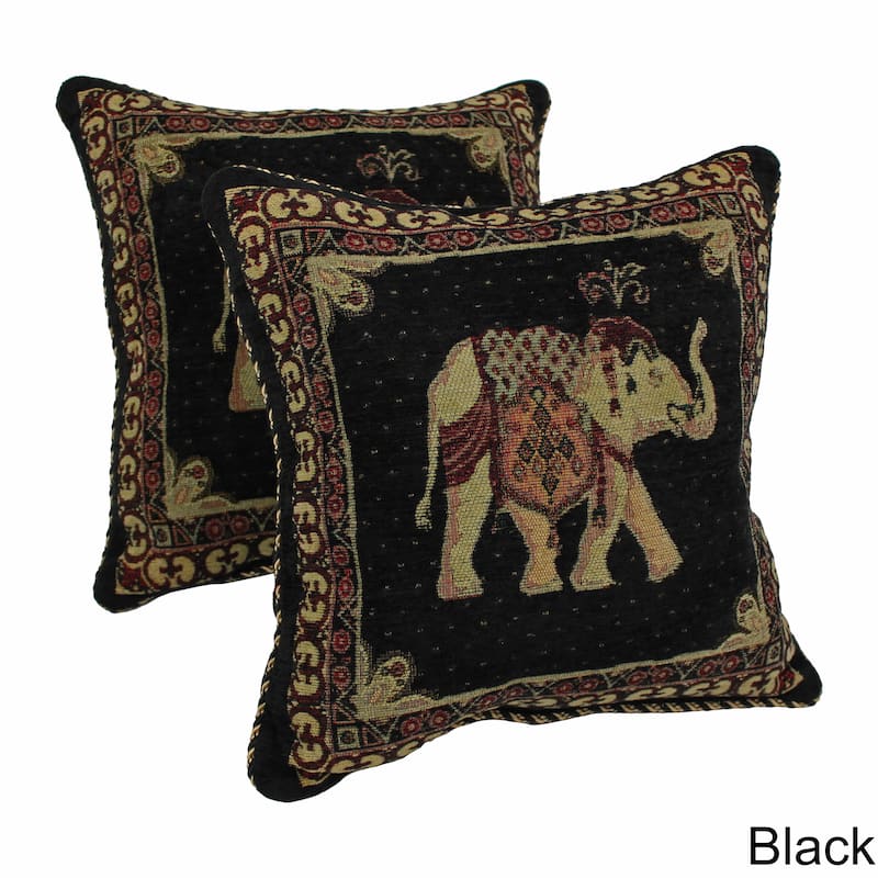 Blazing Needles Tapestry Corded Exotic Elephants Throw Pillows (Set of 2)