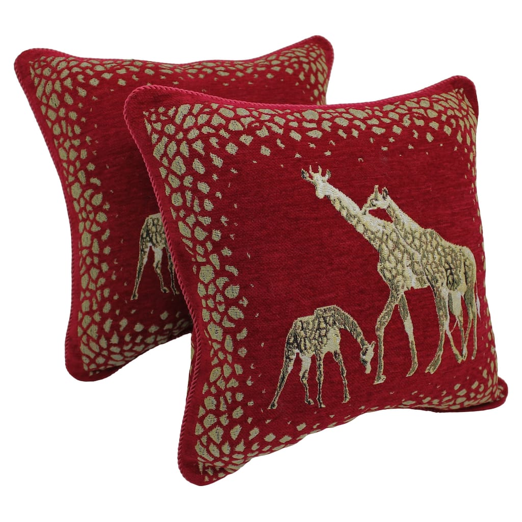 Blazing Needles Chenille Corded Giraffes Throw Pillows (Set of 2)