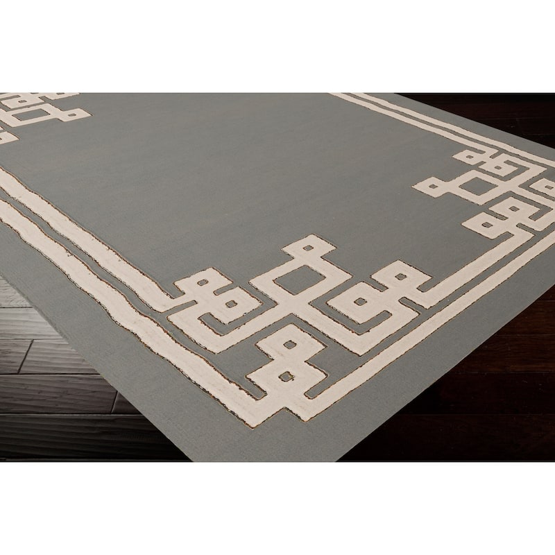 Hand-woven Aitan Flatweave Reversible Dove Grey Wool Area Rug - 8' x 11'