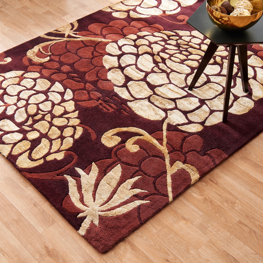 Hand-tufted Jackson Wine Wool Rug