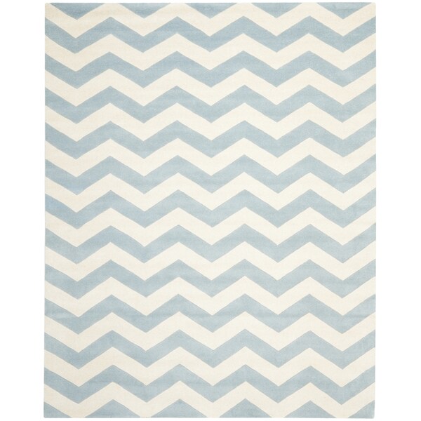 Safavieh Handmade Moroccan Chatham Chevron Blue Wool Rug - 10' x 14'