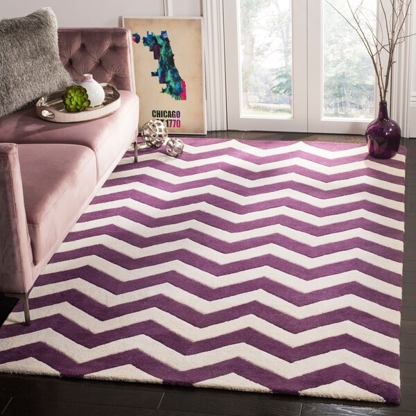 Safavieh Handmade Moroccan Chatham Chevron Purple Wool Rug - 8'9 x 12'