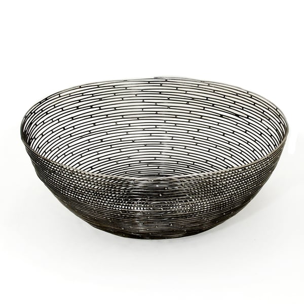 Red Vanilla Orbit Black Iron Centerpiece Bowl  