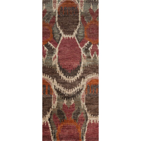 Handwoven Abstract Turbo Red Hemp Area Rug (2'6 x 8') Free Shipping