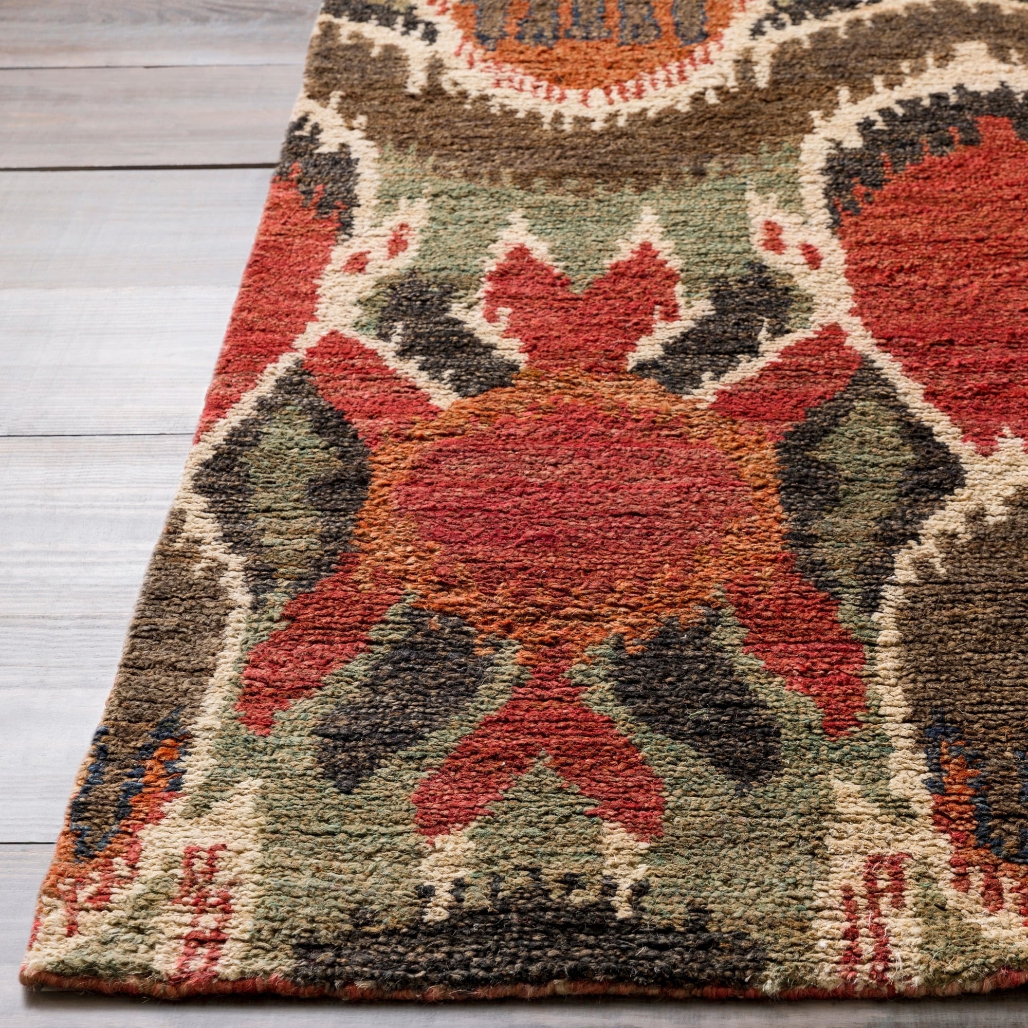 Hand woven Abstract Turbo Red Abstract Hemp Rug (33 X 53)