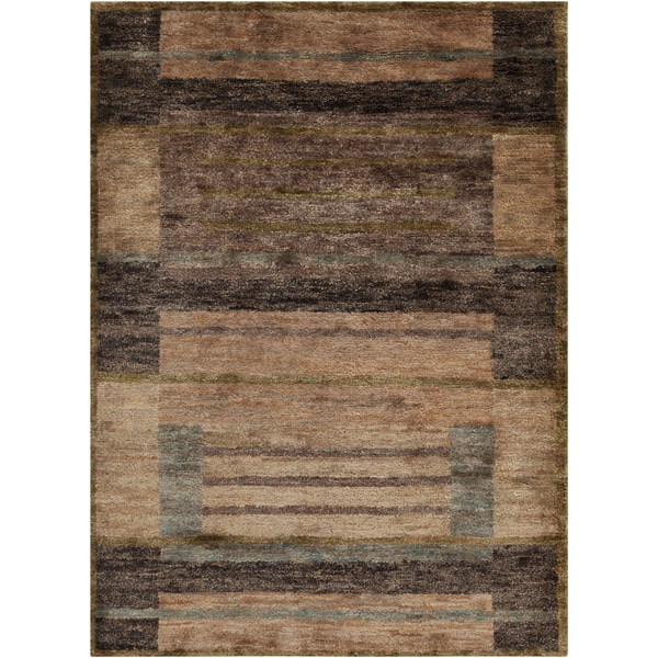 Hand-woven Casual Tumaco Brown Abstract Hemp Area Rug - 8' X 11'