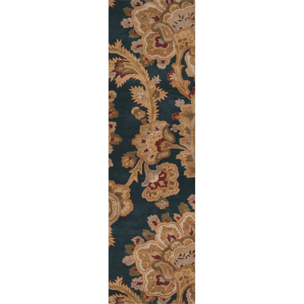 Hand-tufted Transitional Tierralta Blue Floral New Zealand Wool Area Rug - 2'6" x 8' Runner/Surplus