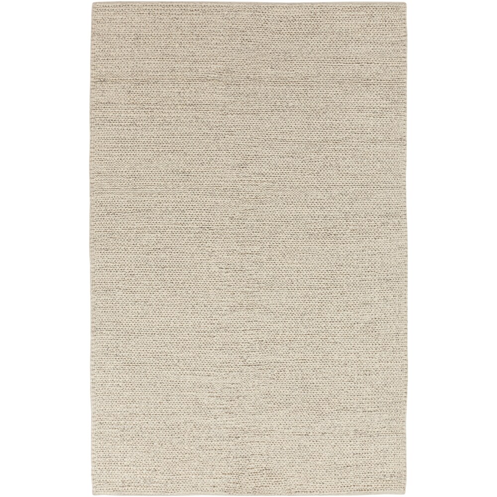 Hand woven Minnetonka Casual Solid Ivory Wool Rug (33 X 53)