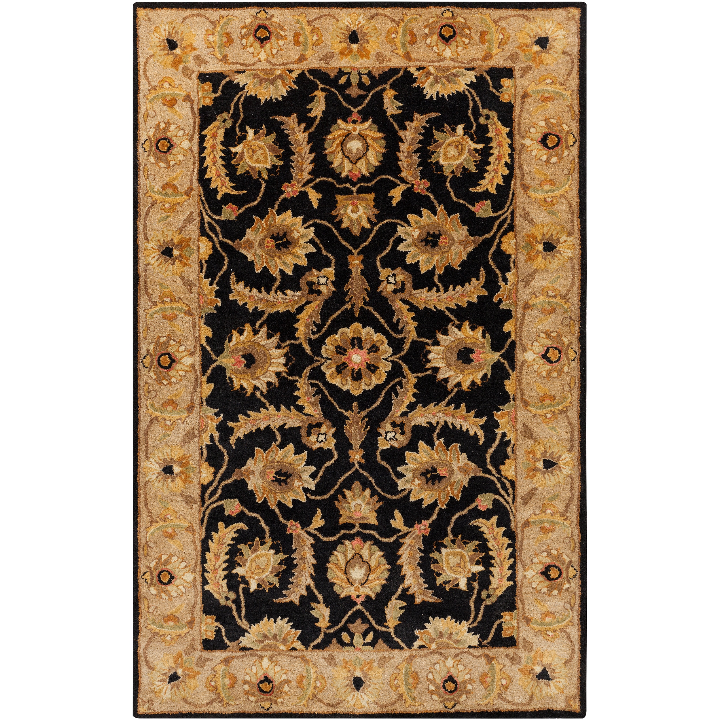 Hand tufted Actone Floral Border New Zealand Rug (9 X 13)