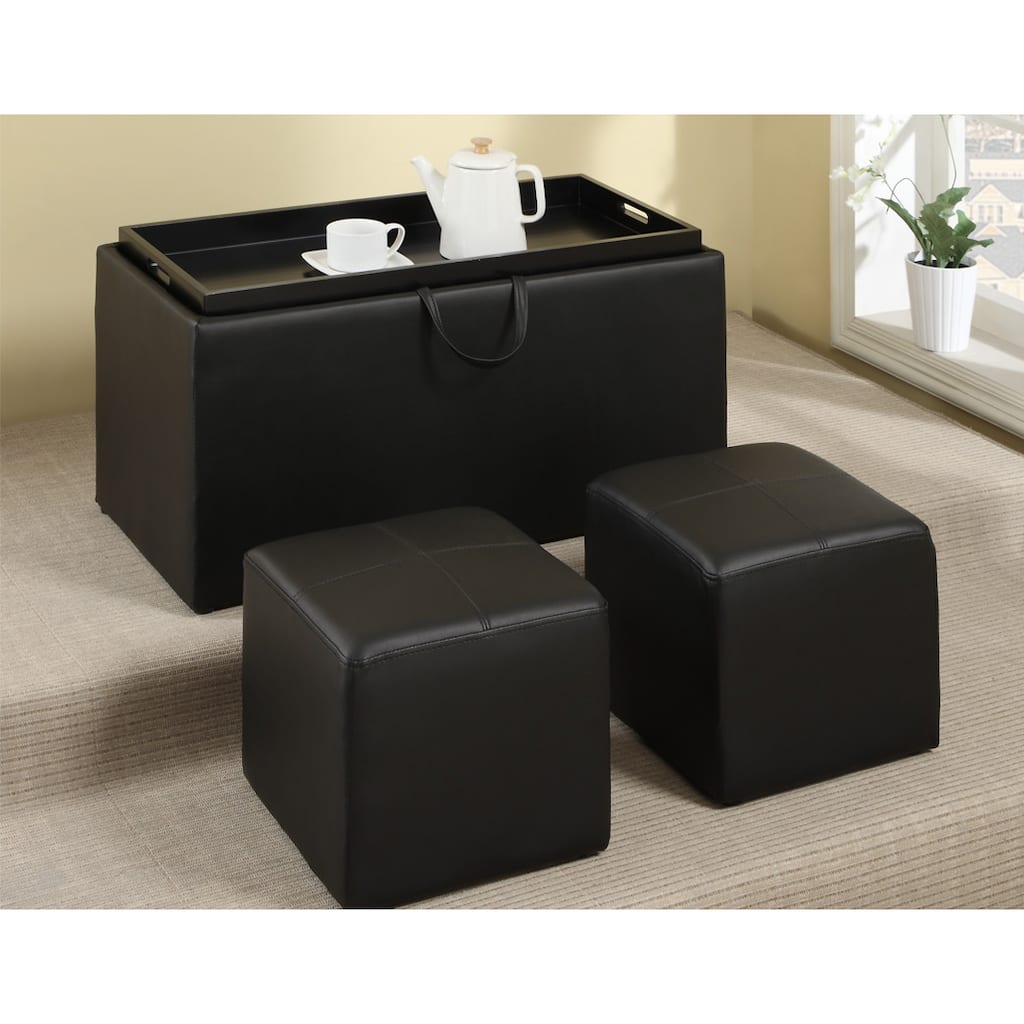 Dillard Black 3-piece Cocktail Ottoman Set