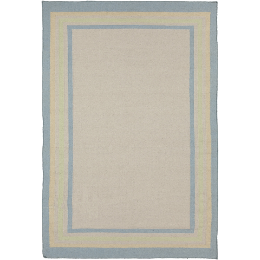 Hand woven Causal Froid Bordered Beige Wool Rug (8 X 11)