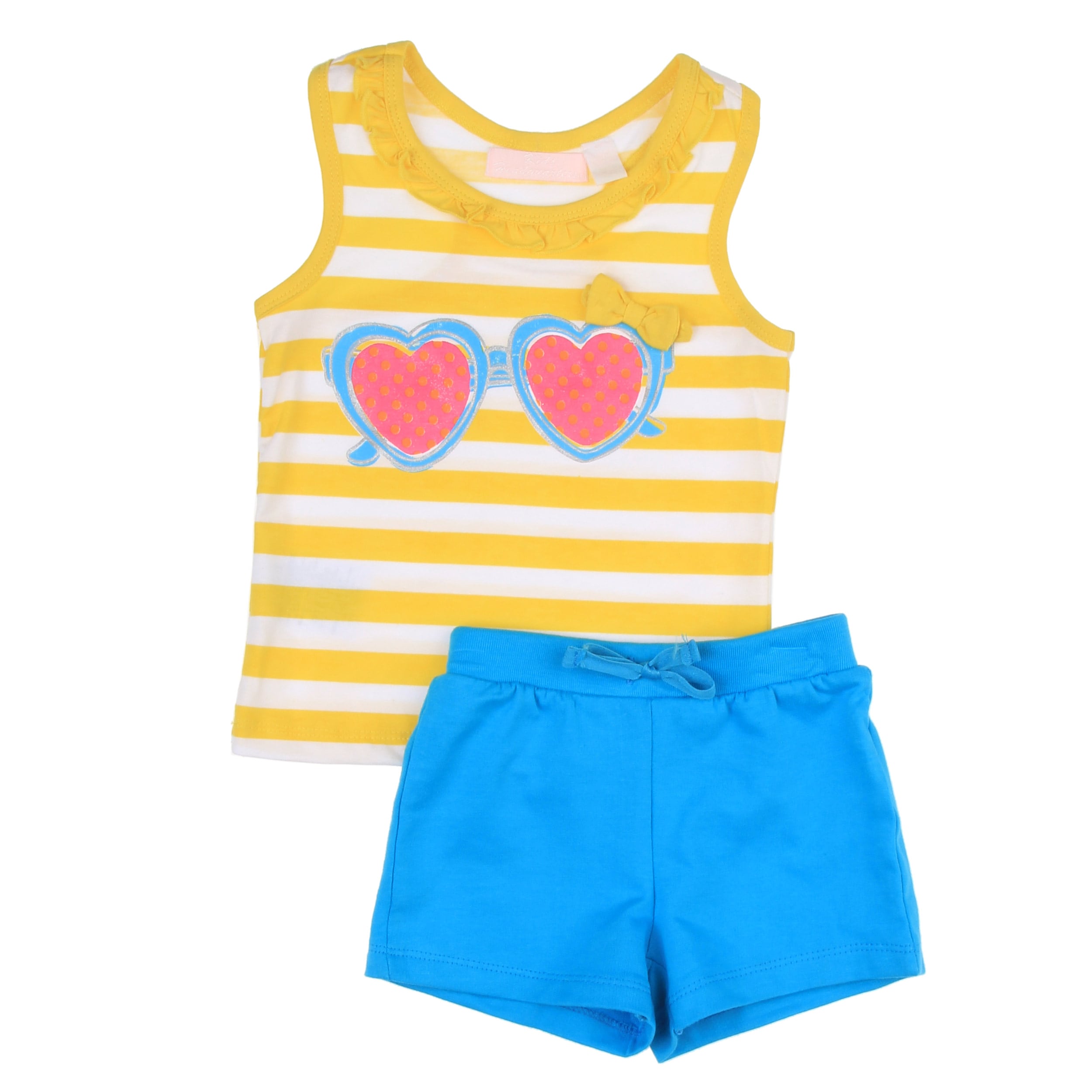 Khq Toddler Girls Yellow Top With Blue Short Set