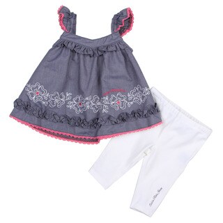 Shop Calvin Klein Infant Girls Embroidered Dress Top and Solid Pant Set ...