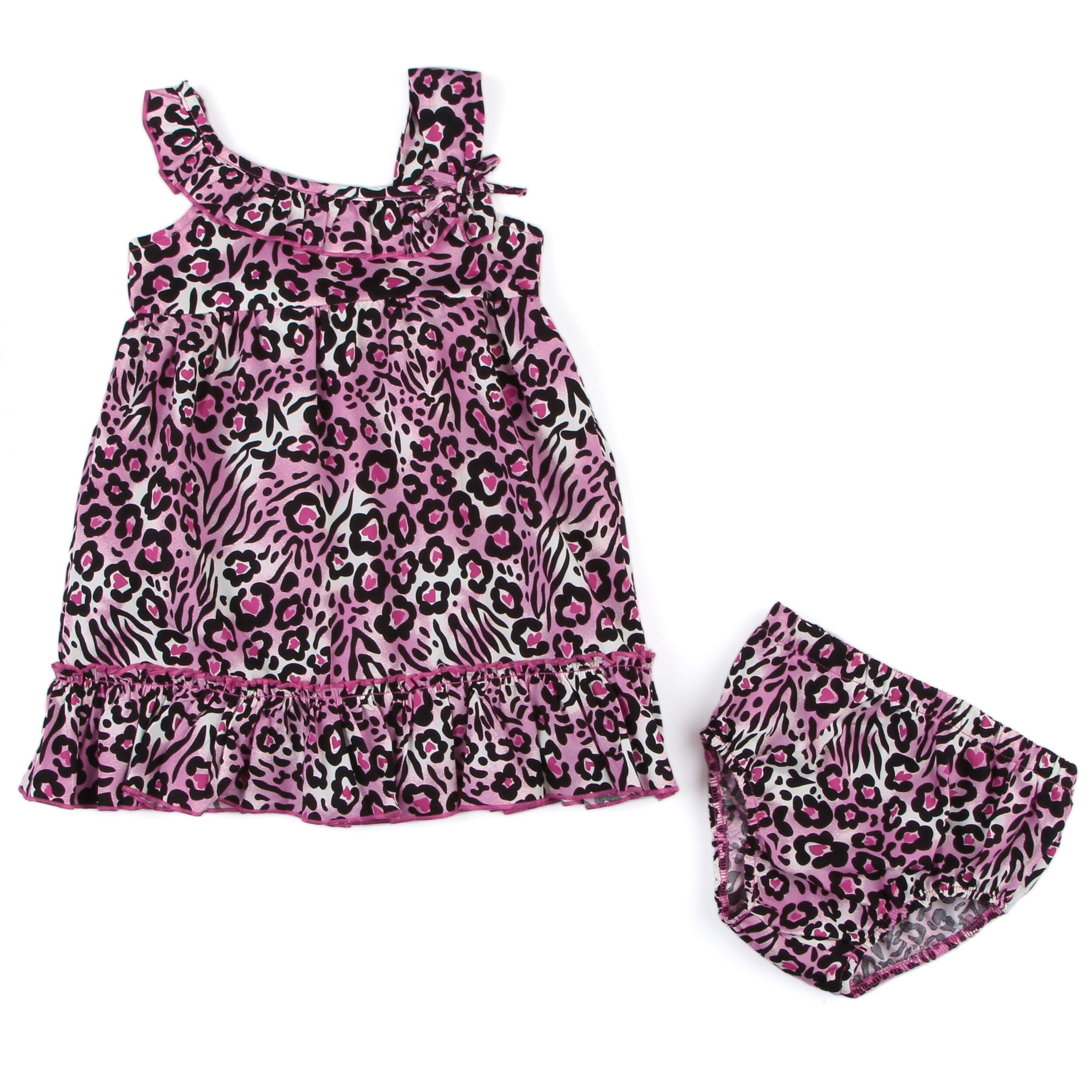 Lilybird Infant Girls Pink Cheetah Dress And Bloomer Set