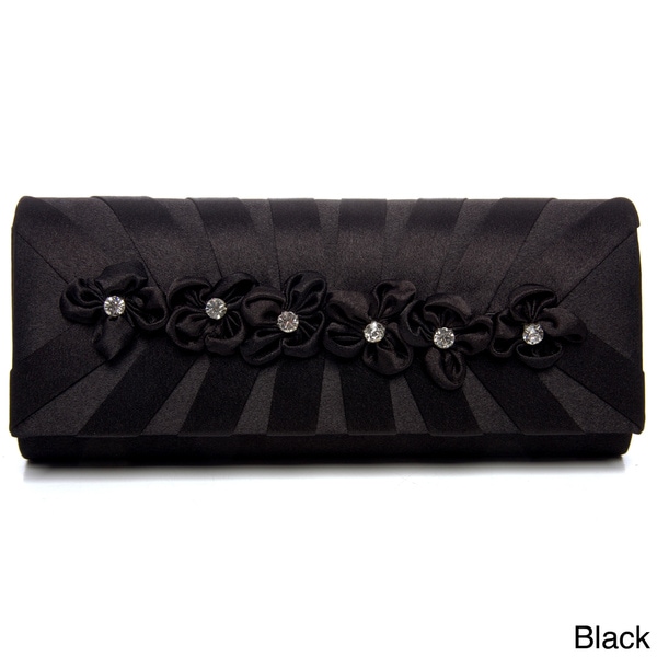 Women's Sunburst Satin Rosette Detailed Clutch Evening Bags