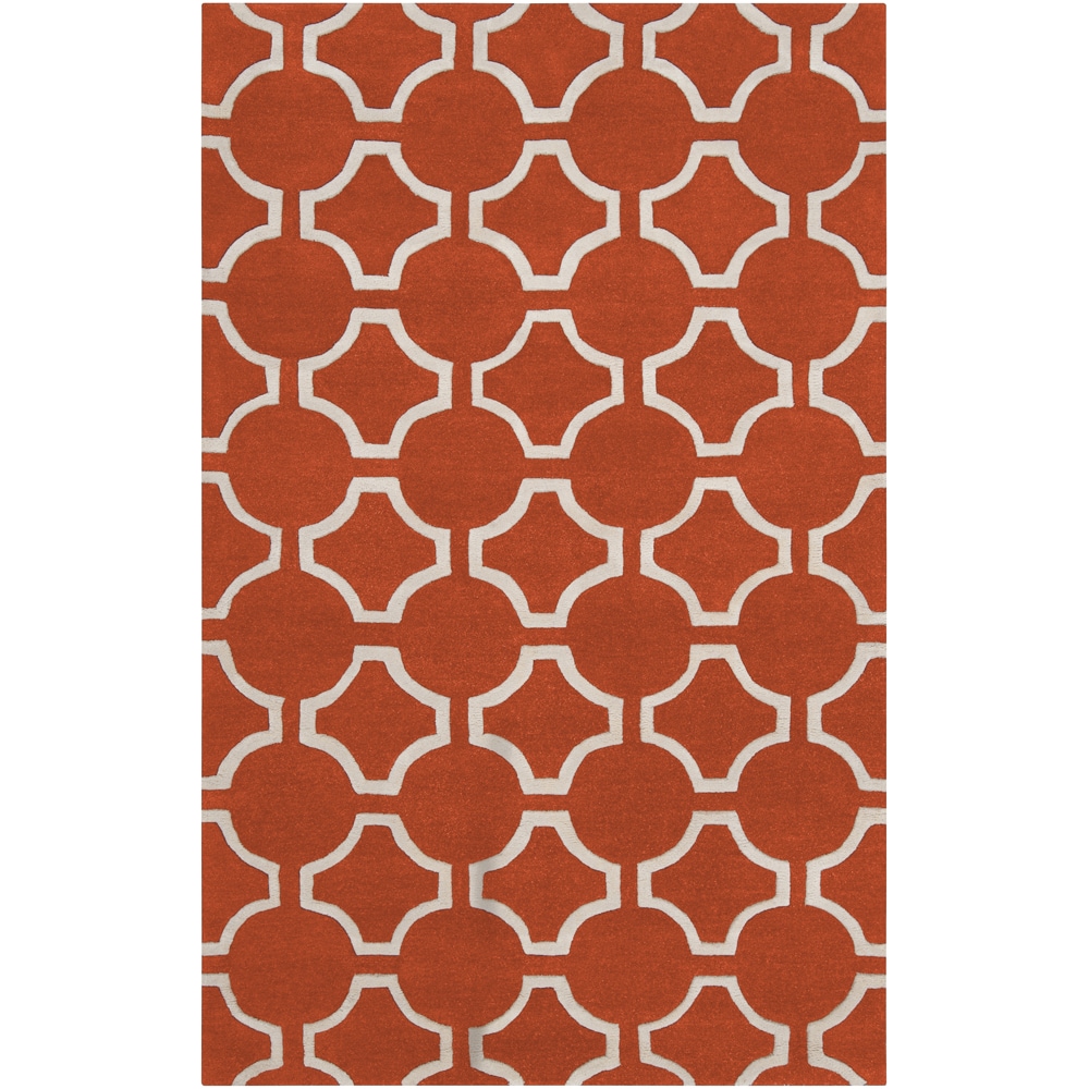 Hand tufted Otsego Orange Geometric Trellis Wool Rug (2 X 3)