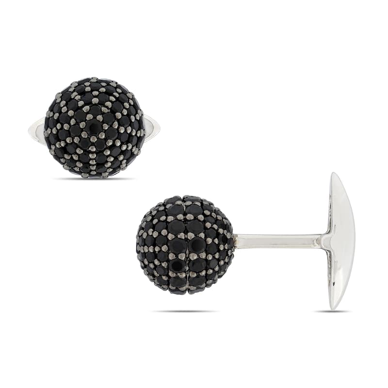 Miadora Sterling Silver Black Spinel Cuff Links