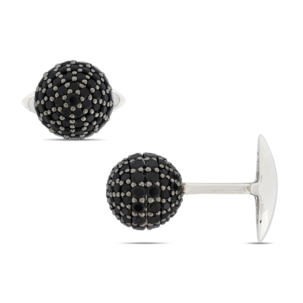Miadora Sterling Silver Black Spinel Cuff Links