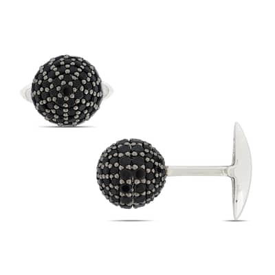 Miadora Sterling Silver Black Spinel Cuff Links