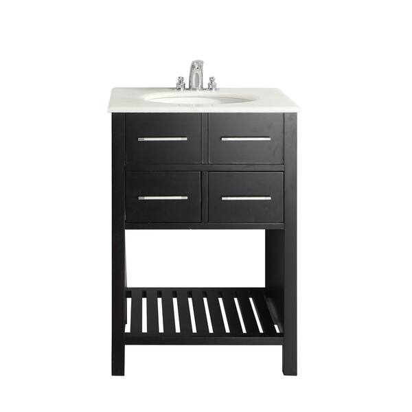WYNDENHALL Manhattan Marble Top 24-inch Black Bath Vanity - Bed Bath ...
