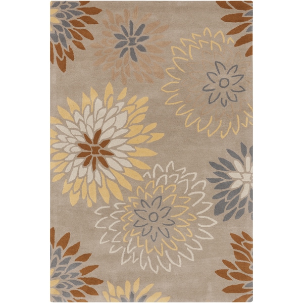 Hand-tufted Missoula Beige Floral Wool Area Rug (9' x 12')