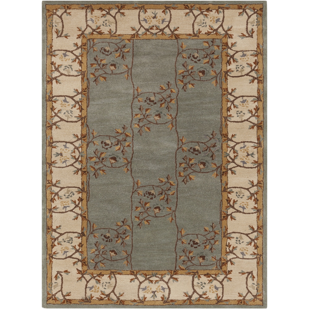 Hand tufted Clady Casual Grey Border Wool Rug (10 X 14)