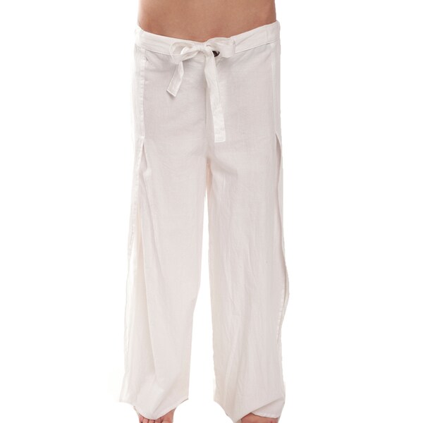 white cotton beach pants