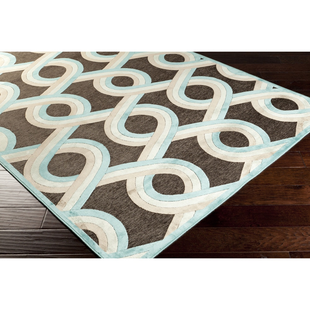 Annemette Blue Geometric Lattice Rug (76 X 106)