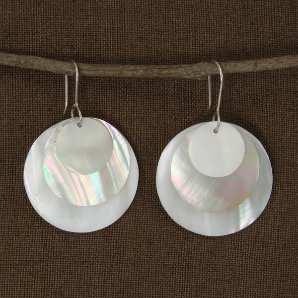 Shop Handmade Layered Spheres Mother of Pearl Earrings (Indonesia