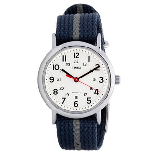 Timex Mens T2N654 Weekender Blue/ Grey Stripe Nylon Strap Watch