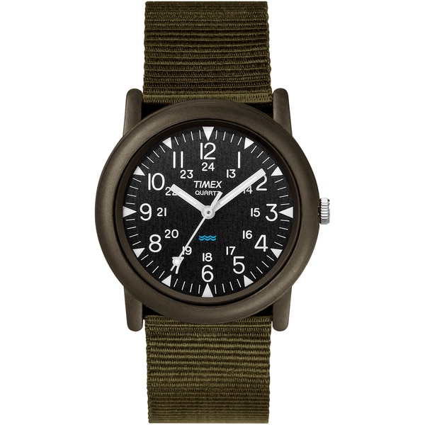 Shop Timex Men's T41711 Expedition Camper Black/Green Fabric Strap ...