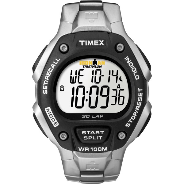 Timex T5H9719J Men's Ironman Traditional 30-lap Black/ Silvertone Steel ...