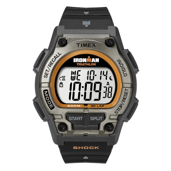 Timex Mens Ironman Classic Shock 30 Lap Black/ Orange Resin Strap