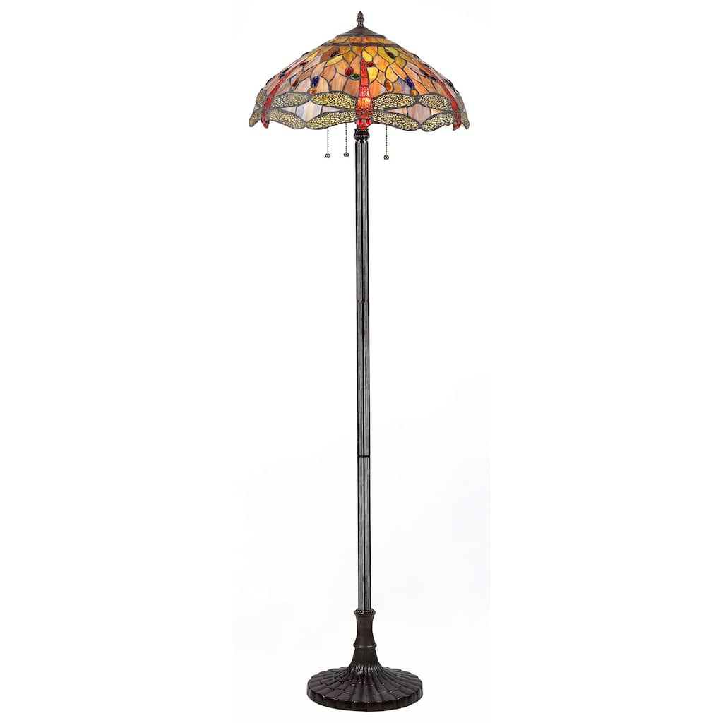 Tiffany Style Dragonfly Design 3-light Floor Lamp