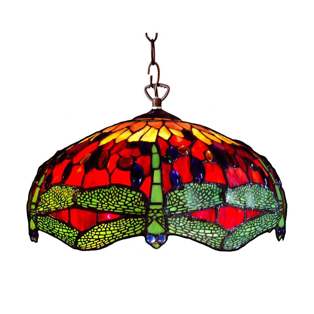 Tiffany Style 2-light Dragonfly Pendant