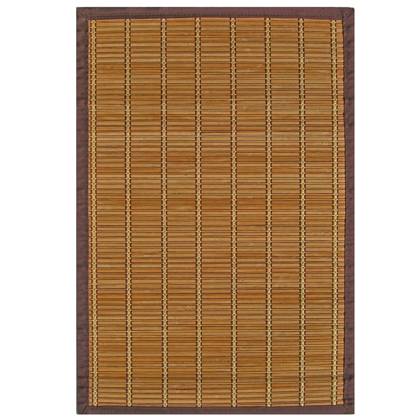 Zenith Bamboo Rug with Brown Border (6' x 9') 5x8   6x9 Rugs